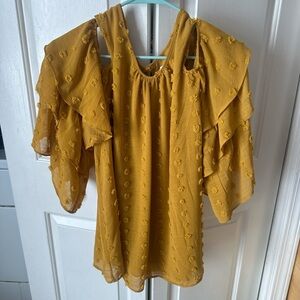 & Other Stories Mustard Ruffle Sleeve Blouse